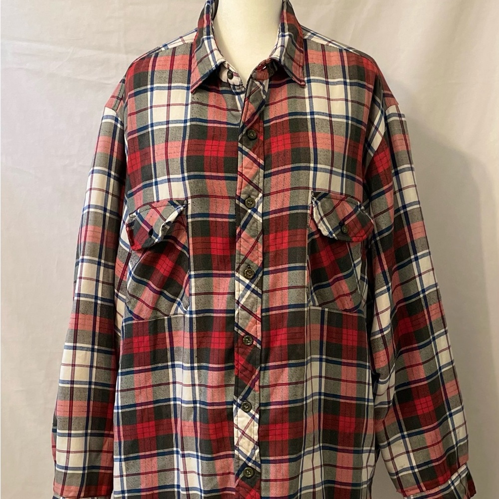 Vintage 1980's Midwest Traders Insulated Plaid Fannel Button-Down Men's Shirt